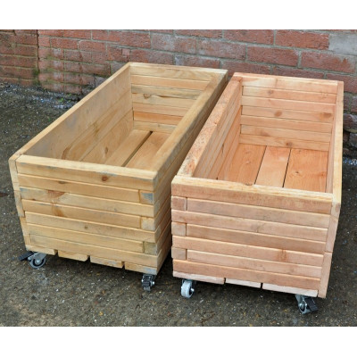 Grandes jardinières à roulettes (2 pièces)