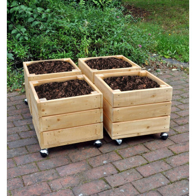 Jardinières carrées à roulettes (4 pièces)